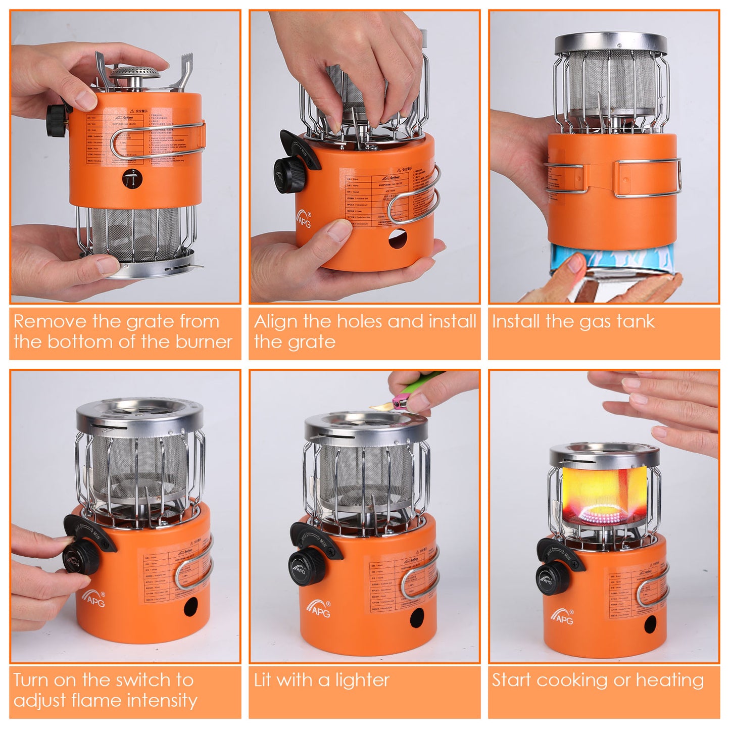 Portable Camping Stove & Heater 2-in-1 with 360° Heating