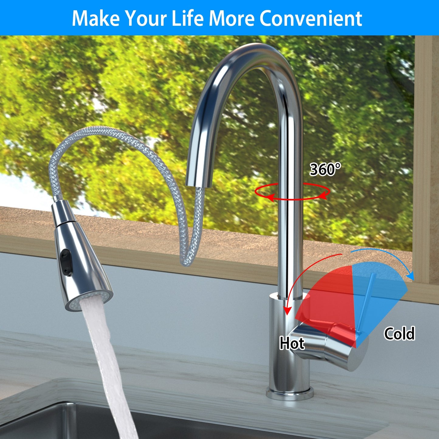 Touch Sensor Kitchen Faucet with Pull-Out Sprayer