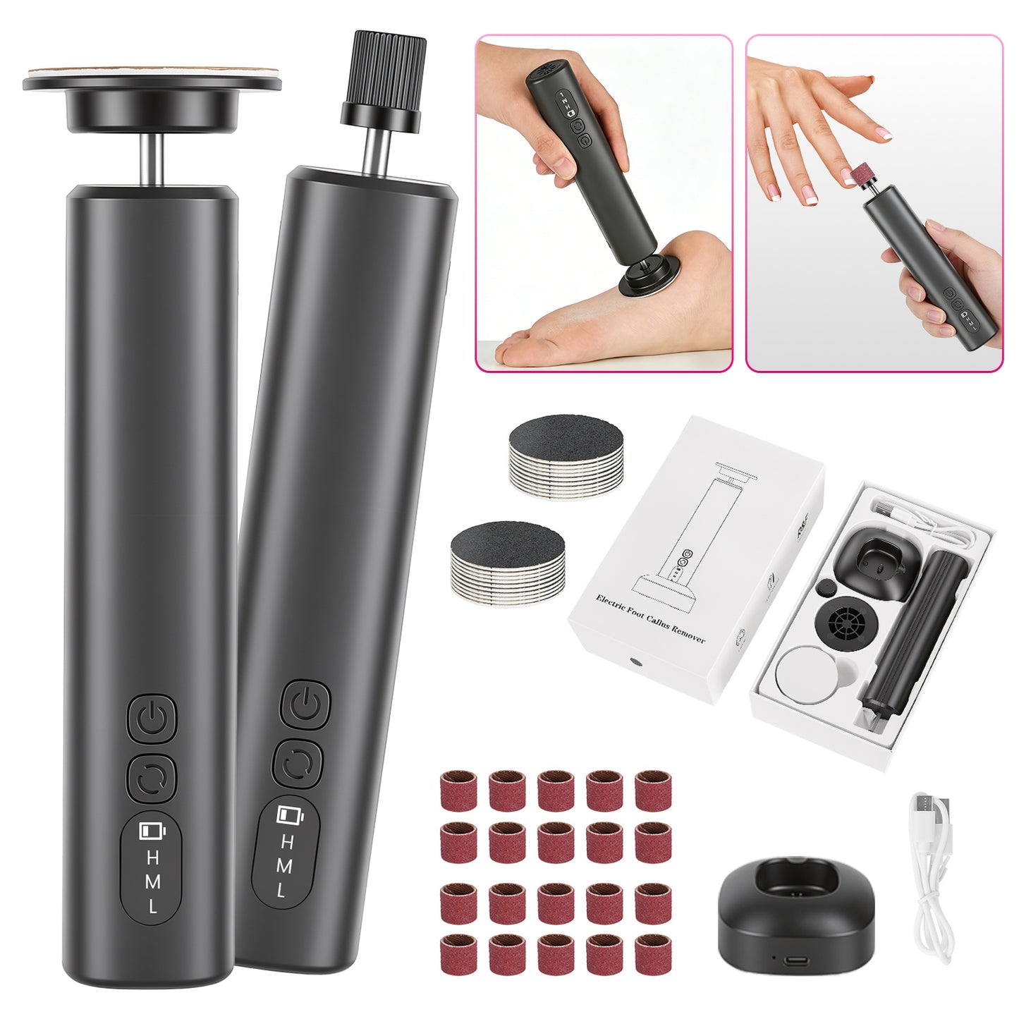 Electric Foot Callus Remover with Nail Grinder & 40 Discs