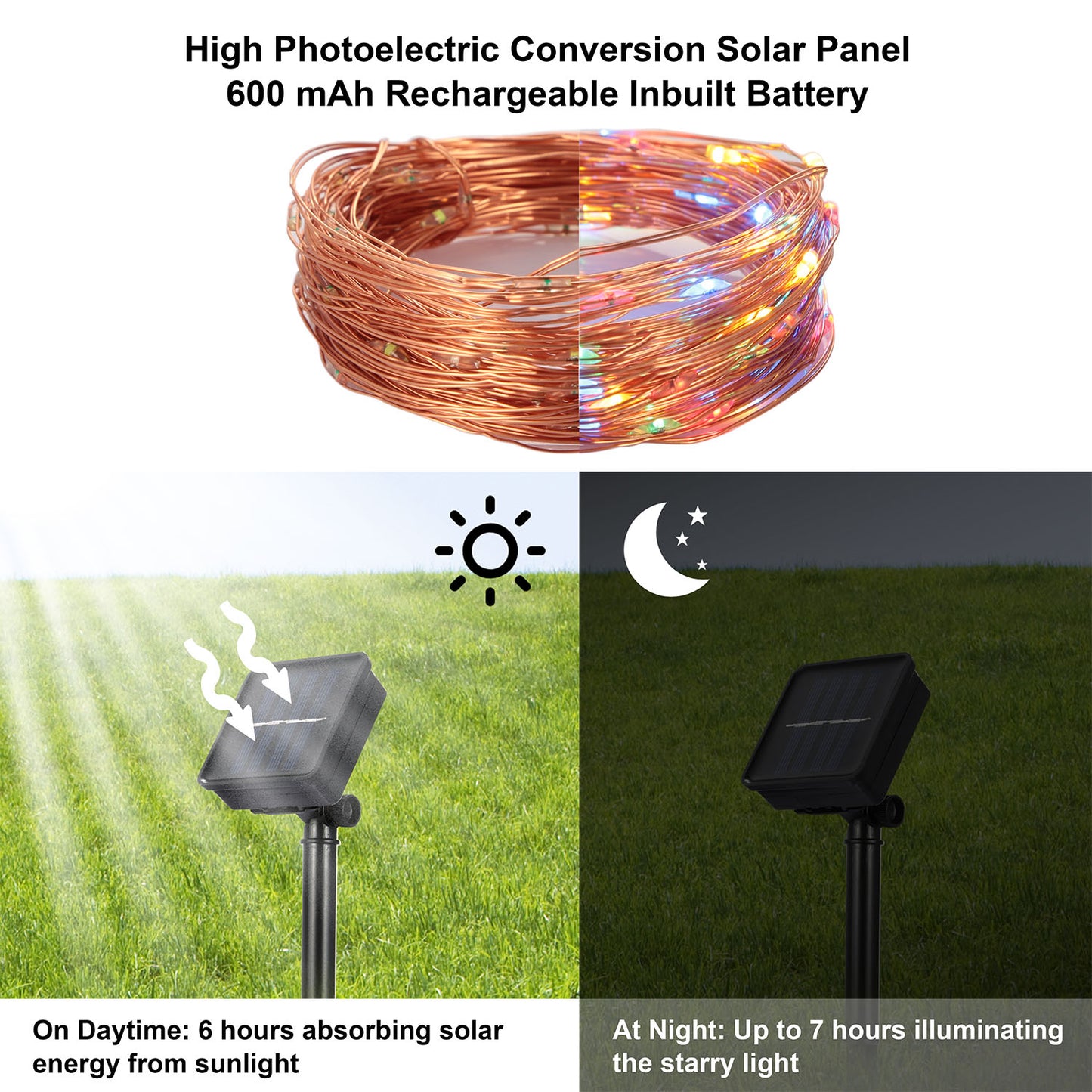 Solar String Lights Outdoor 100 LED 33ft Copper Wire Waterproof