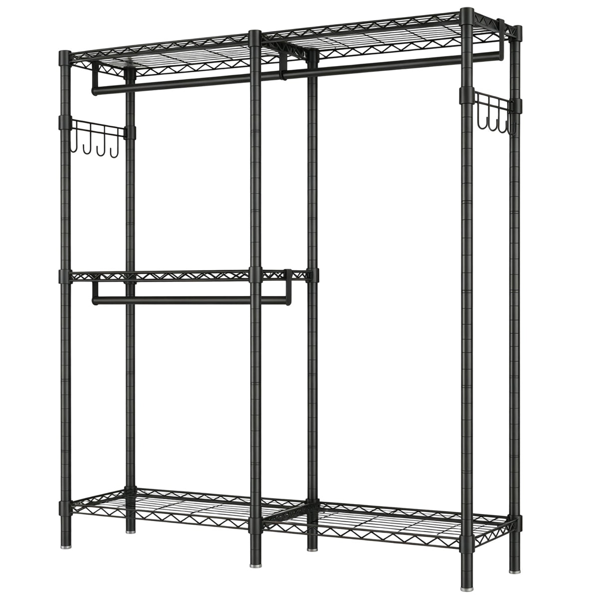 L-Shaped Garment Rack with Adjustable Shelves & 3 Hanging Rods
