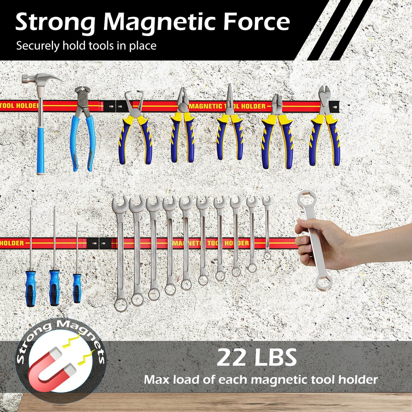 18 Inch Magnetic Tool Holder Strip with Mounting Screws