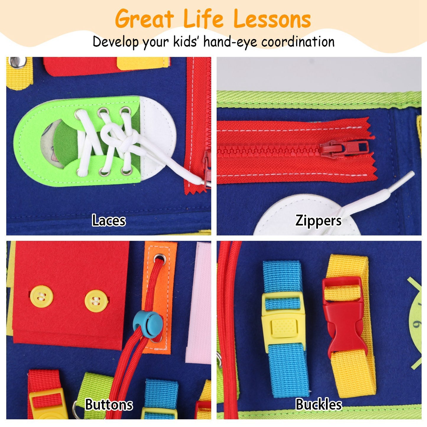 Busy Board Sensory Activity Toy for Toddlers Ages 1-6