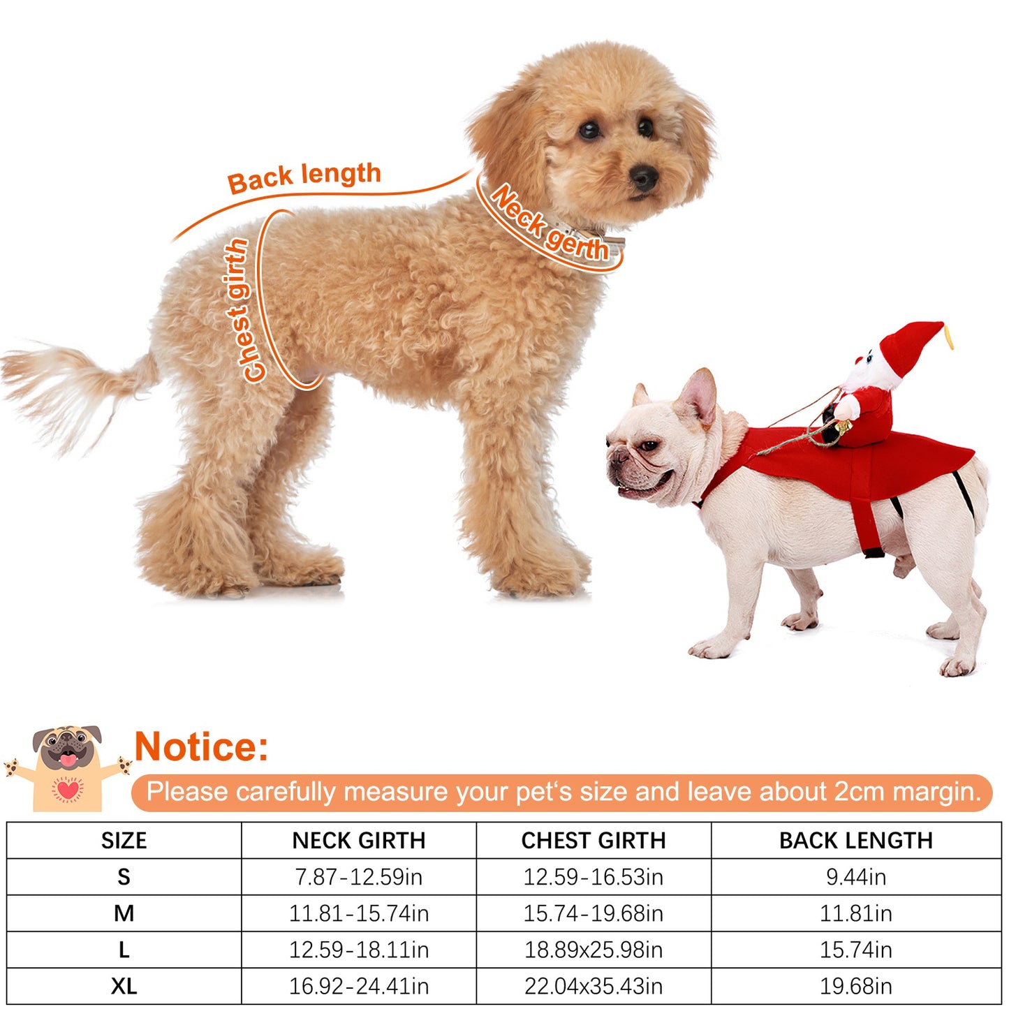 Dog Christmas Costume with Riding Santa Claus Design