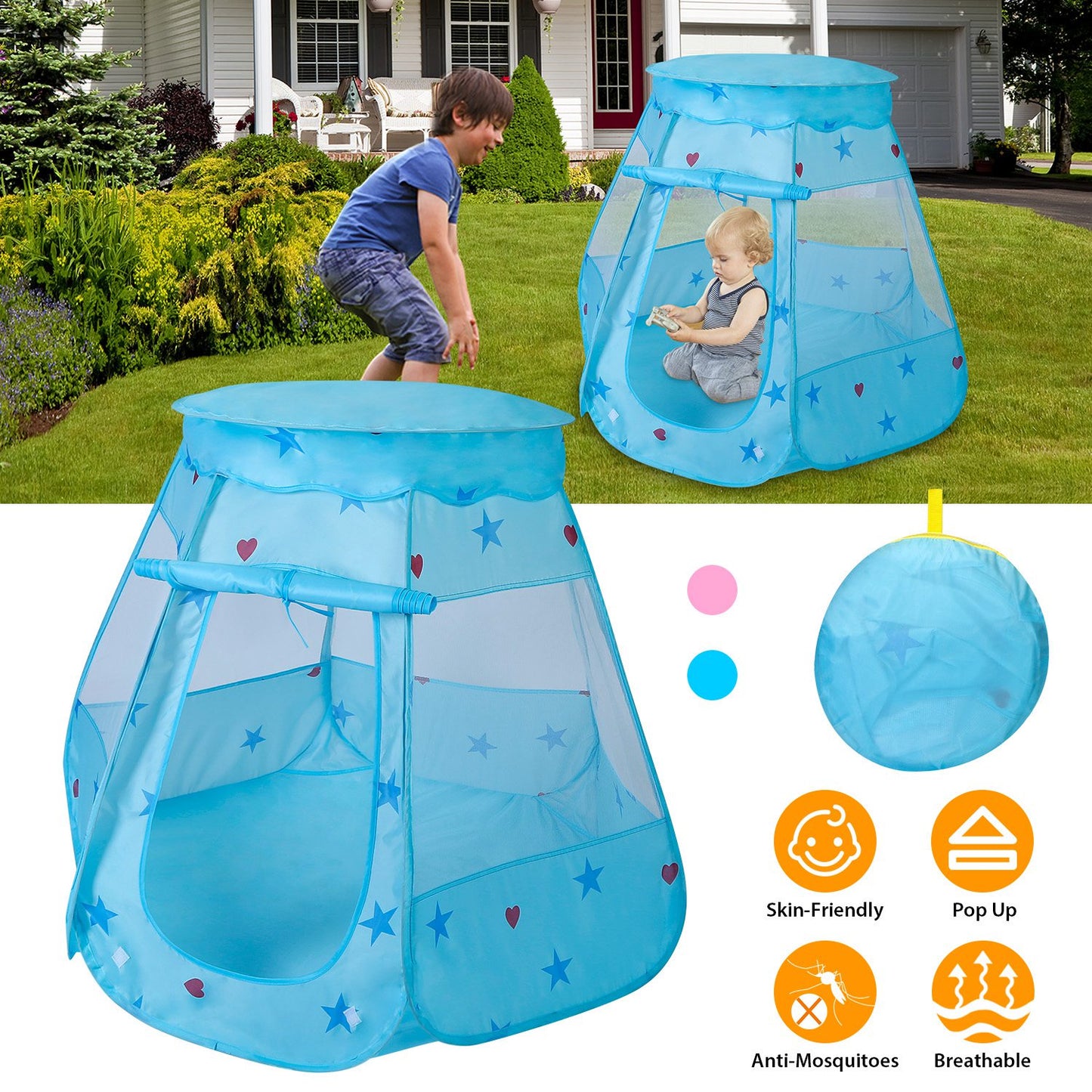 Kids Pop Up Play Tent - Princess Castle for Indoor & Outdoor