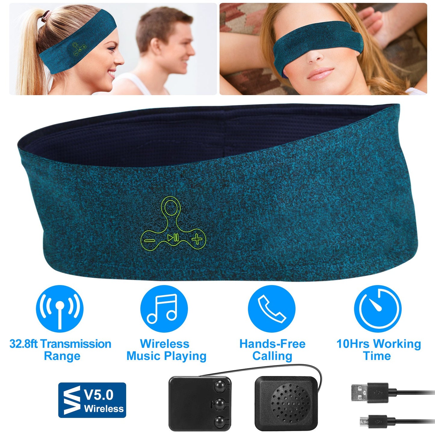 Wireless Sleep Headphones Headband with Bluetooth Speakers