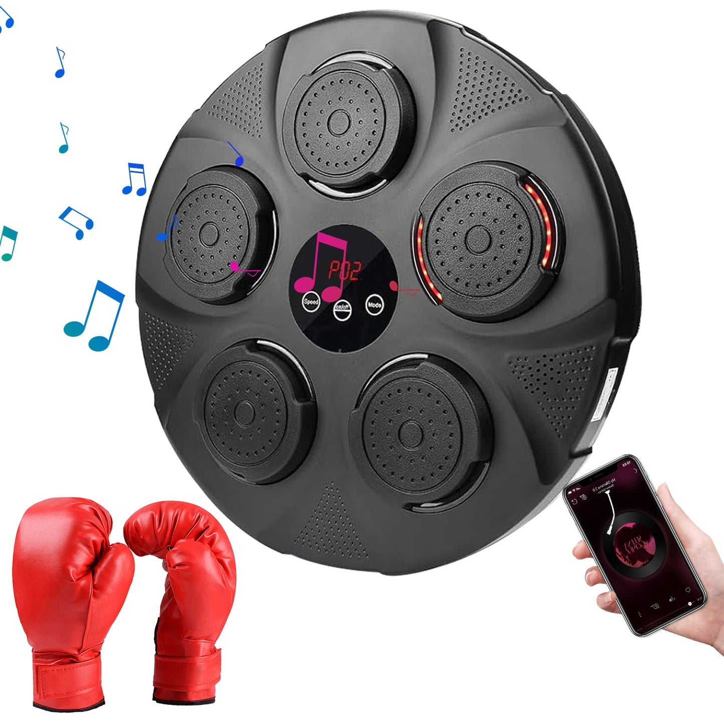 Music Boxing Machine with LED Lights and Bluetooth Speaker