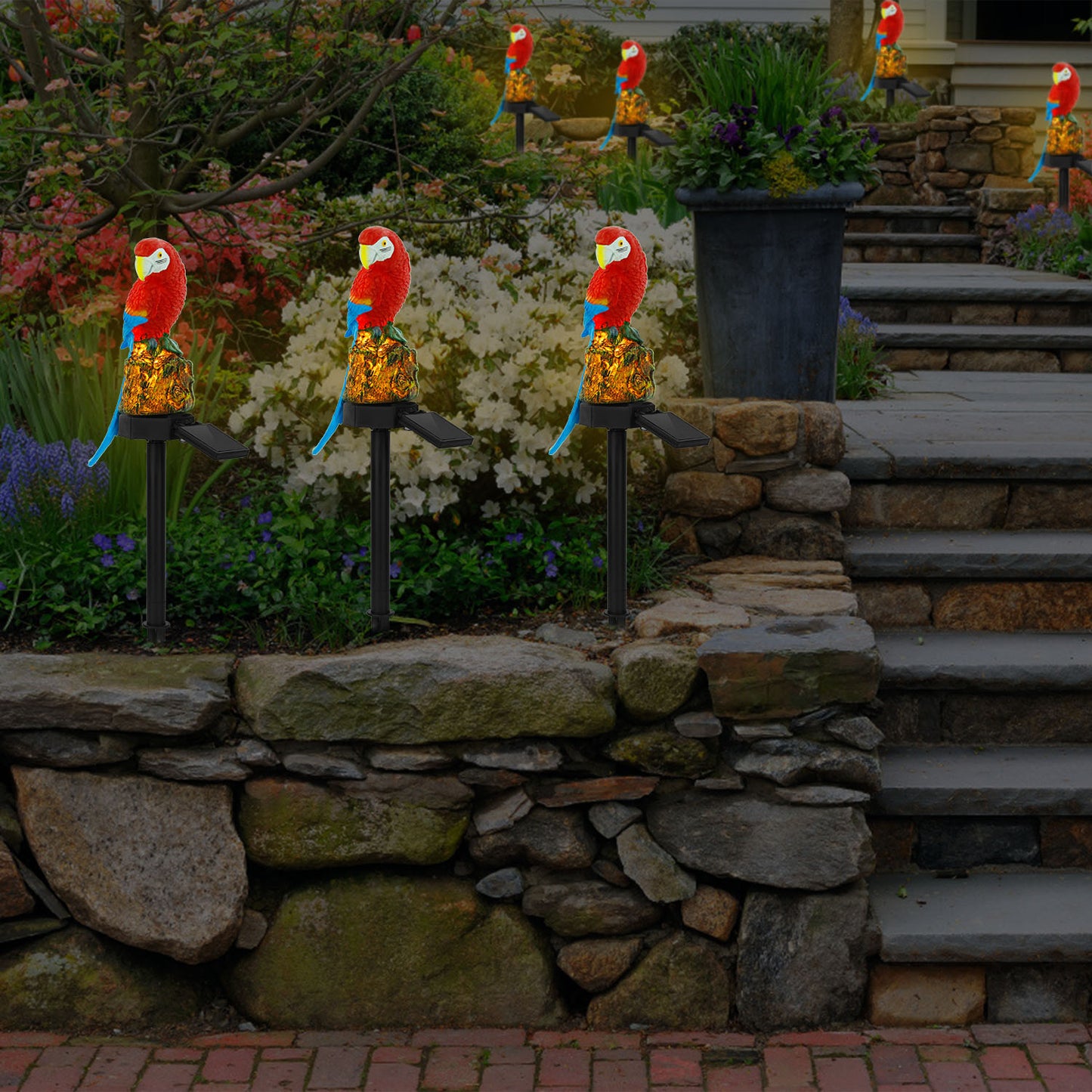 Solar Parrot Garden Light with Stake - Waterproof LED Outdoor