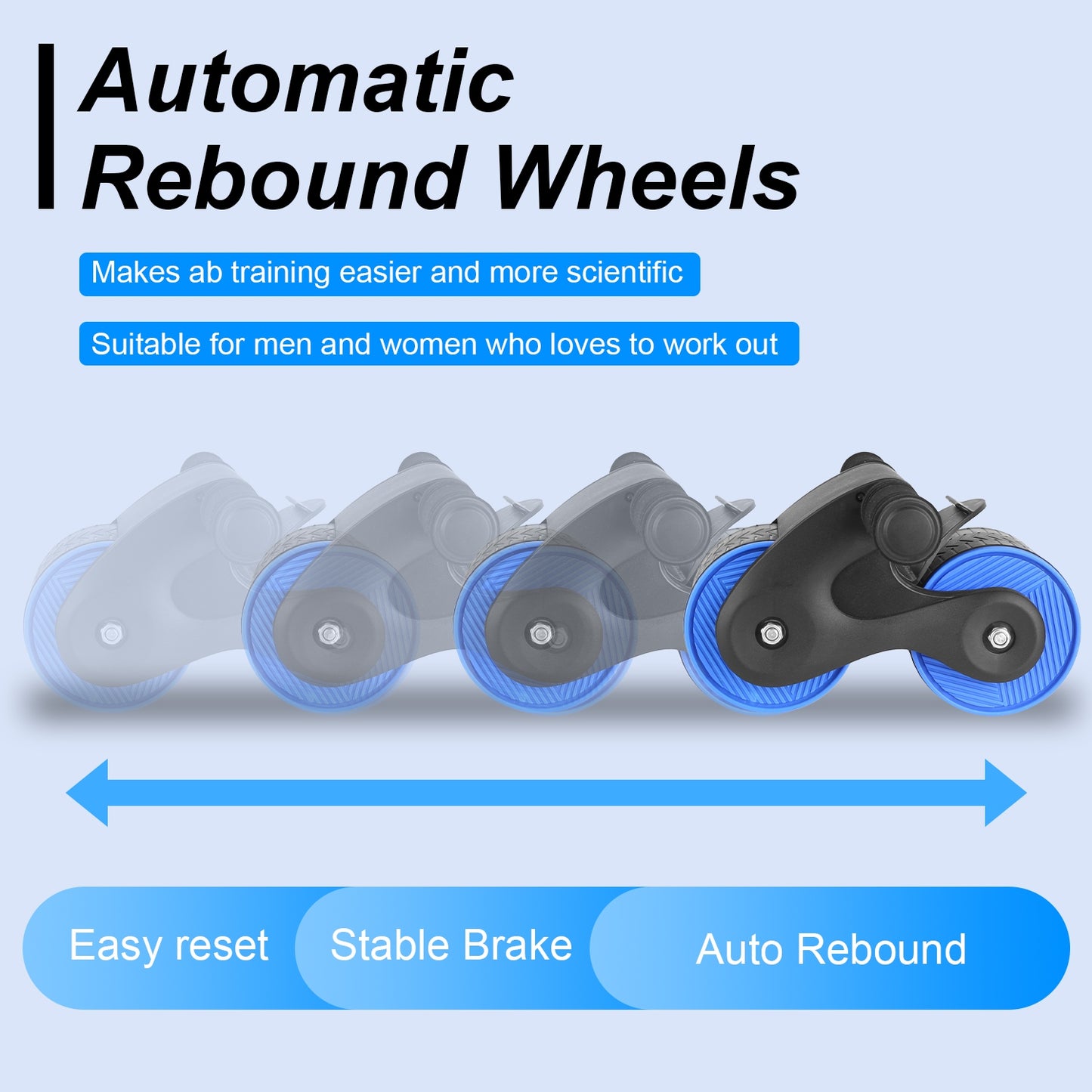 Automatic Rebound AB Roller Wheel with Kneel Pad & Phone Holder