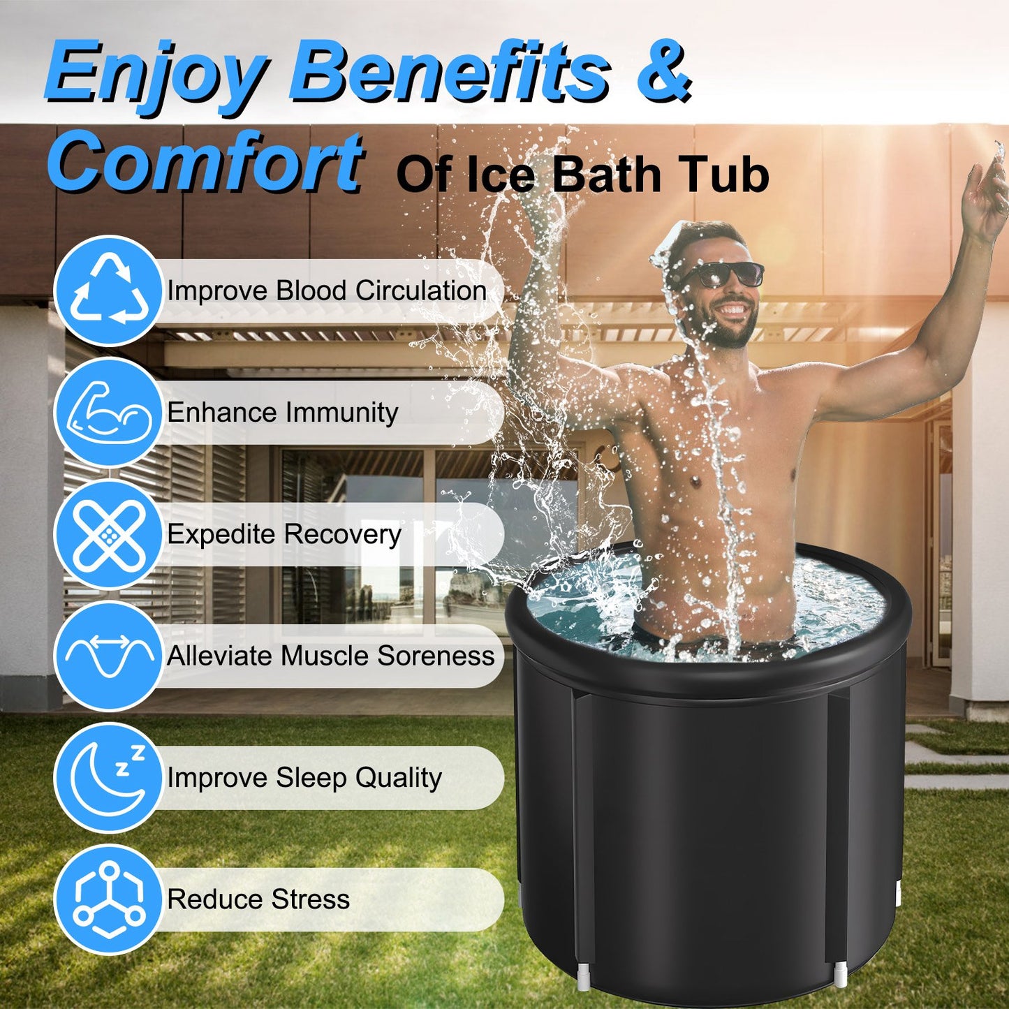 Ice Bath Tub 97 Gallon with Cover for Cold Water Therapy