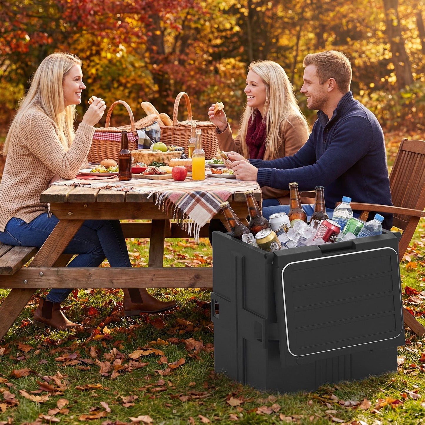 91 Qt Insulated Food Pan Carrier with Door Shafts-Black