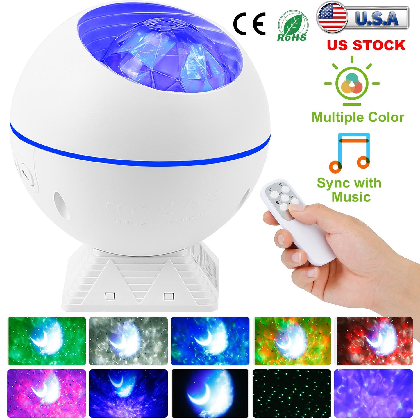 LED Star Projector Night Light with Remote Control
