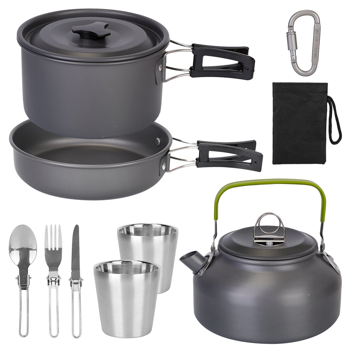 Camping Cookware Set 12-Piece with Pot, Pan & Kettle