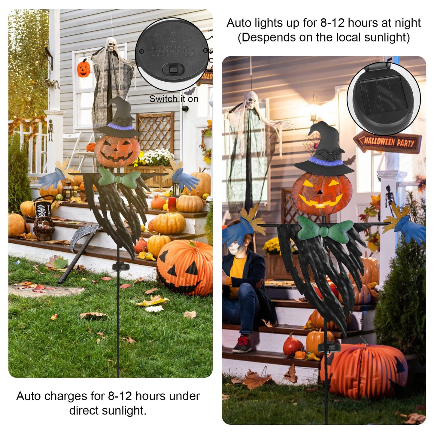 Solar Scarecrow Stake Light - Halloween Yard Decoration