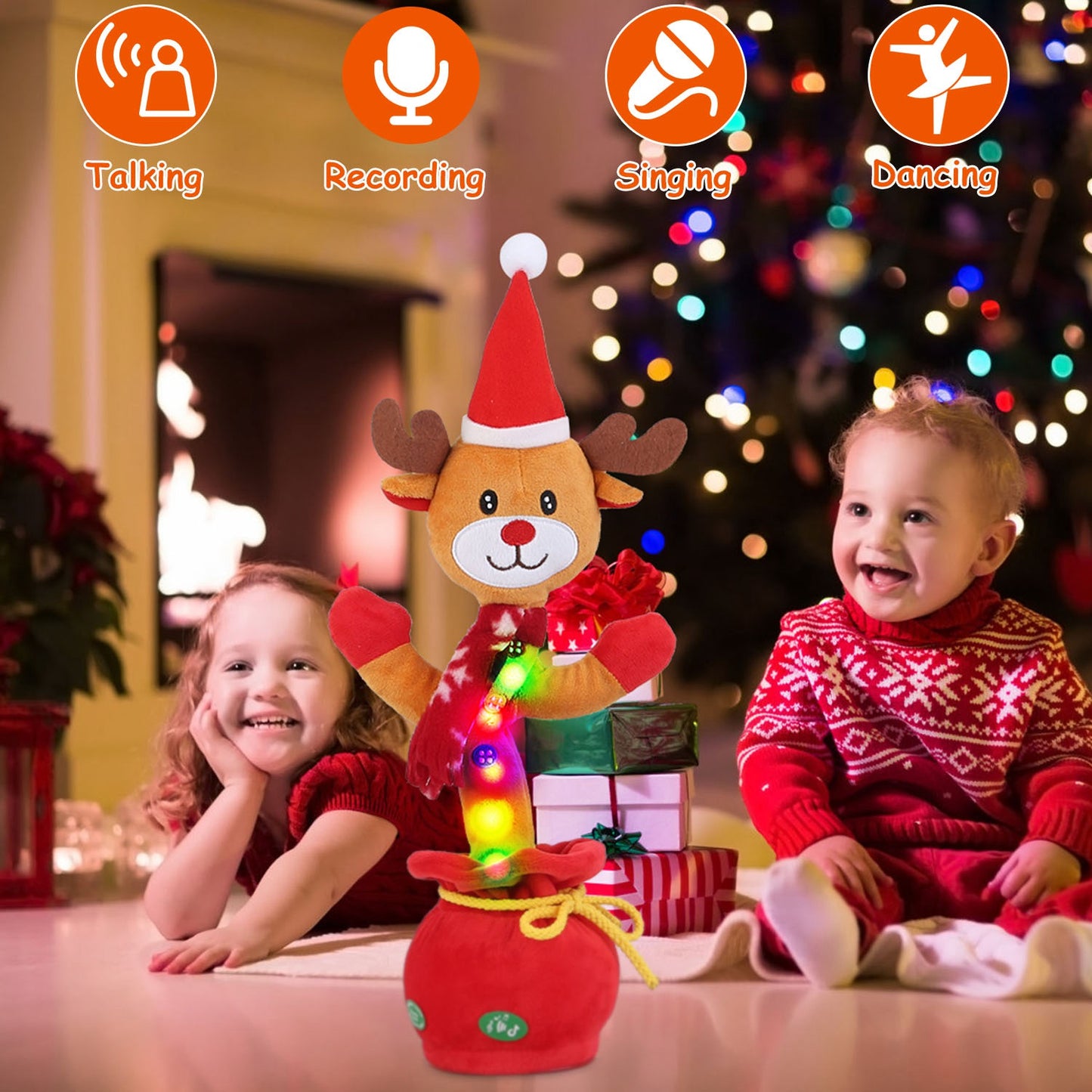 Dancing Christmas Plush Toy with Music, Lights & Recording