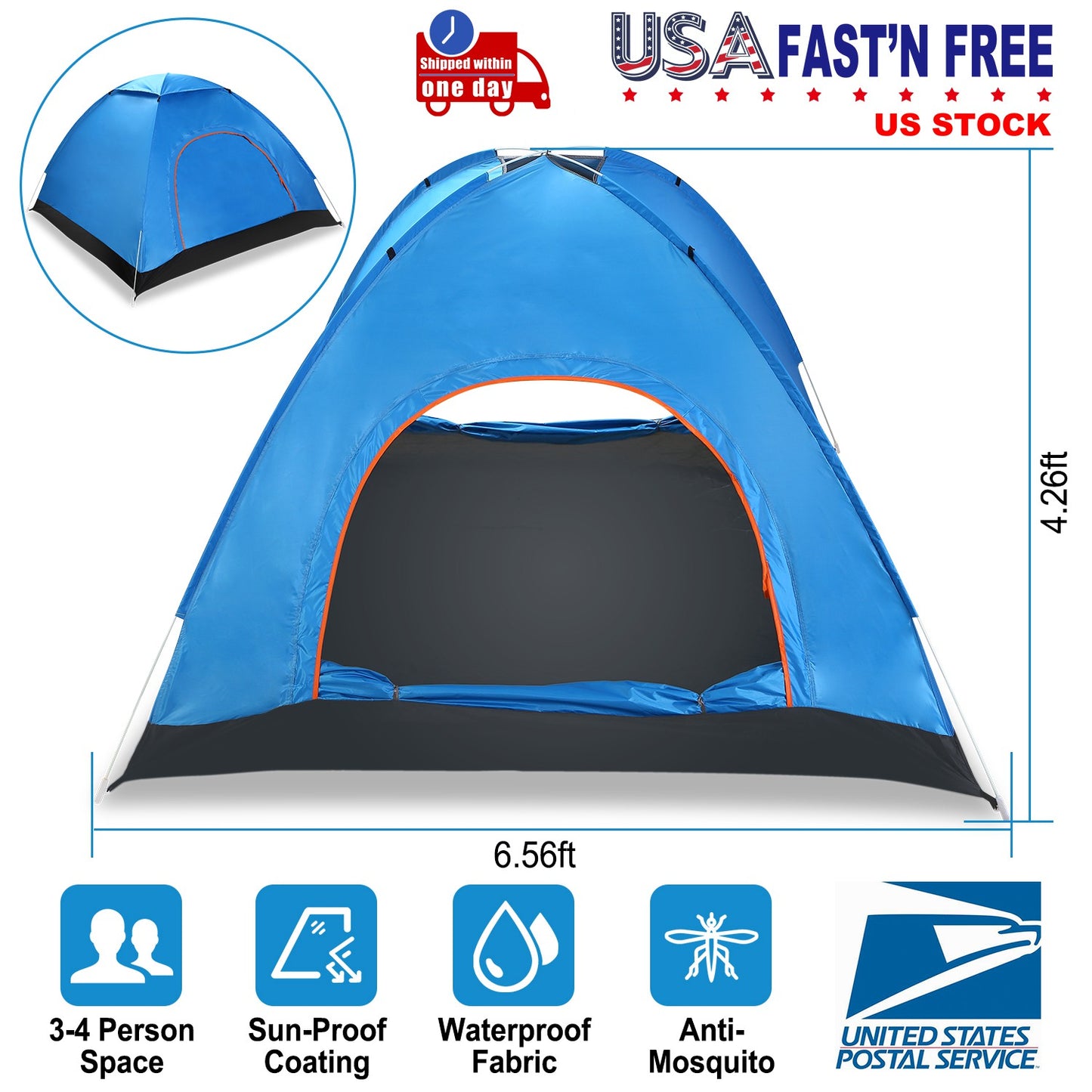 Pop Up Tent 4 Person Instant Setup Waterproof Camping Tent