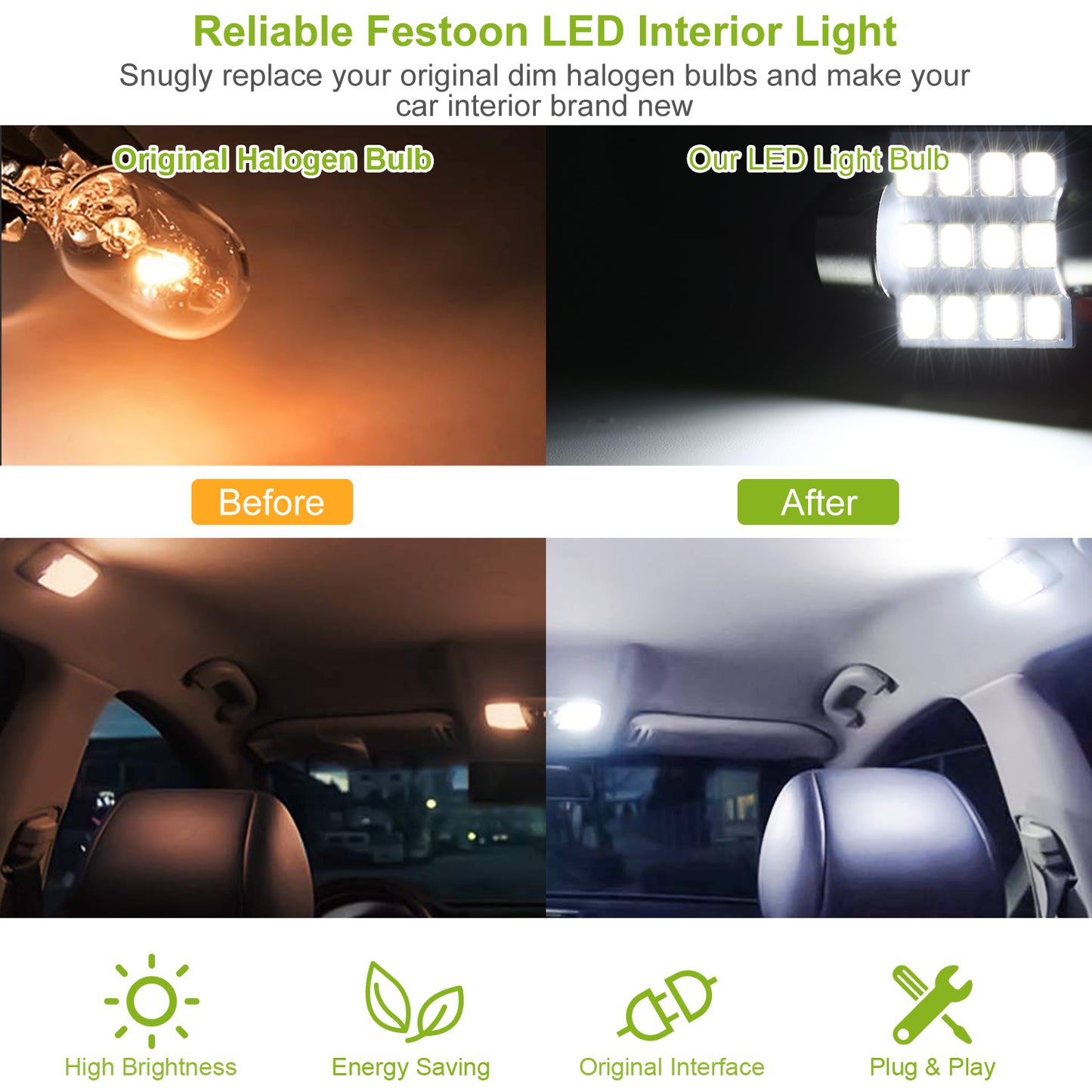 LED Interior Light Kit for Cars - 13 Piece T10 & 31mm Bulb Set