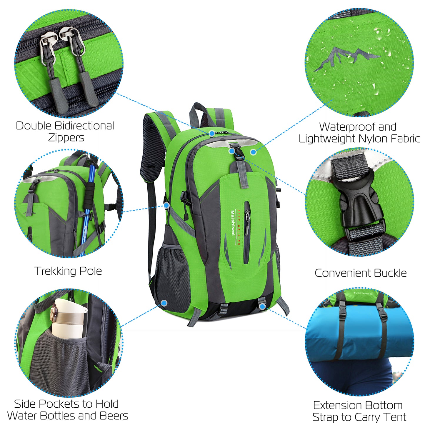 36L Waterproof Hiking Backpack with Ergonomic Design