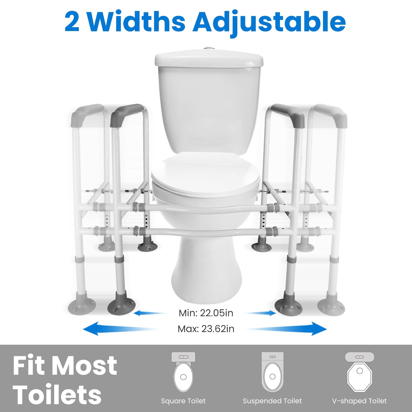Adjustable Toilet Safety Rails for Elderly & Handicap