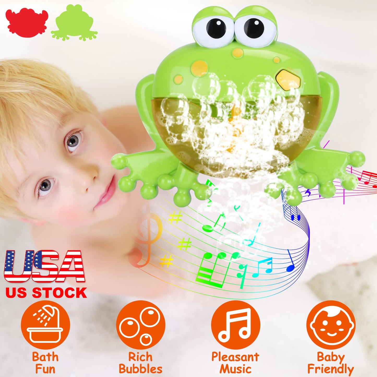 Musical Bubble Bath Maker Toy with Suction Cups for Toddlers