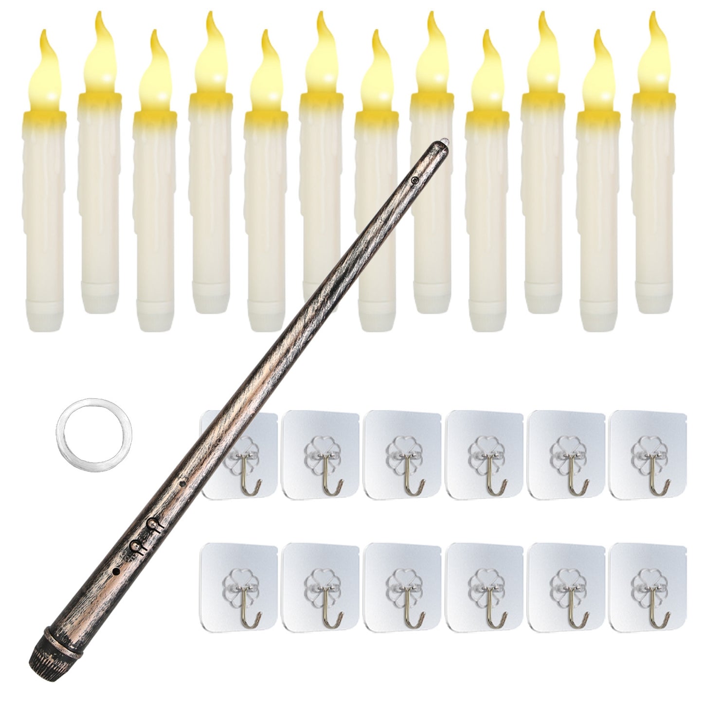 Floating LED Candles 12-Pack with Magic Wand Remote