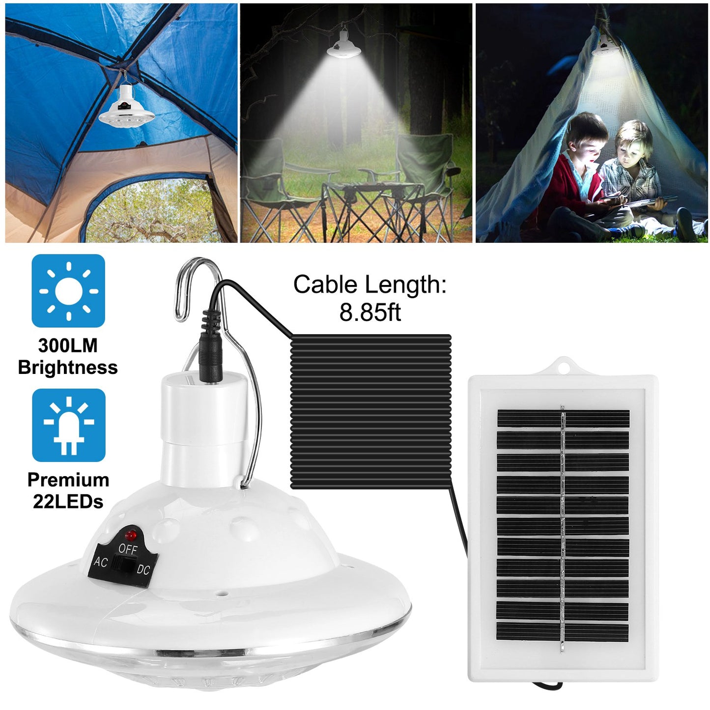 Solar Camping Lantern with Remote Control & Hanging Hook