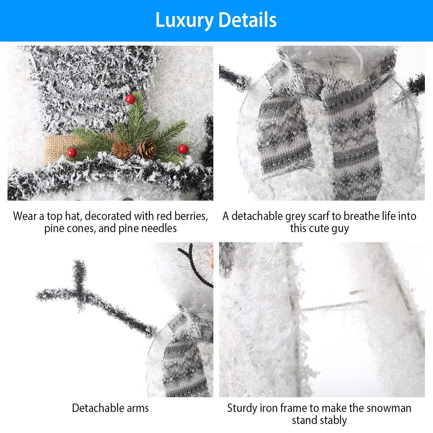 LED Lighted Snowman Christmas Decoration with Collapsible Frame