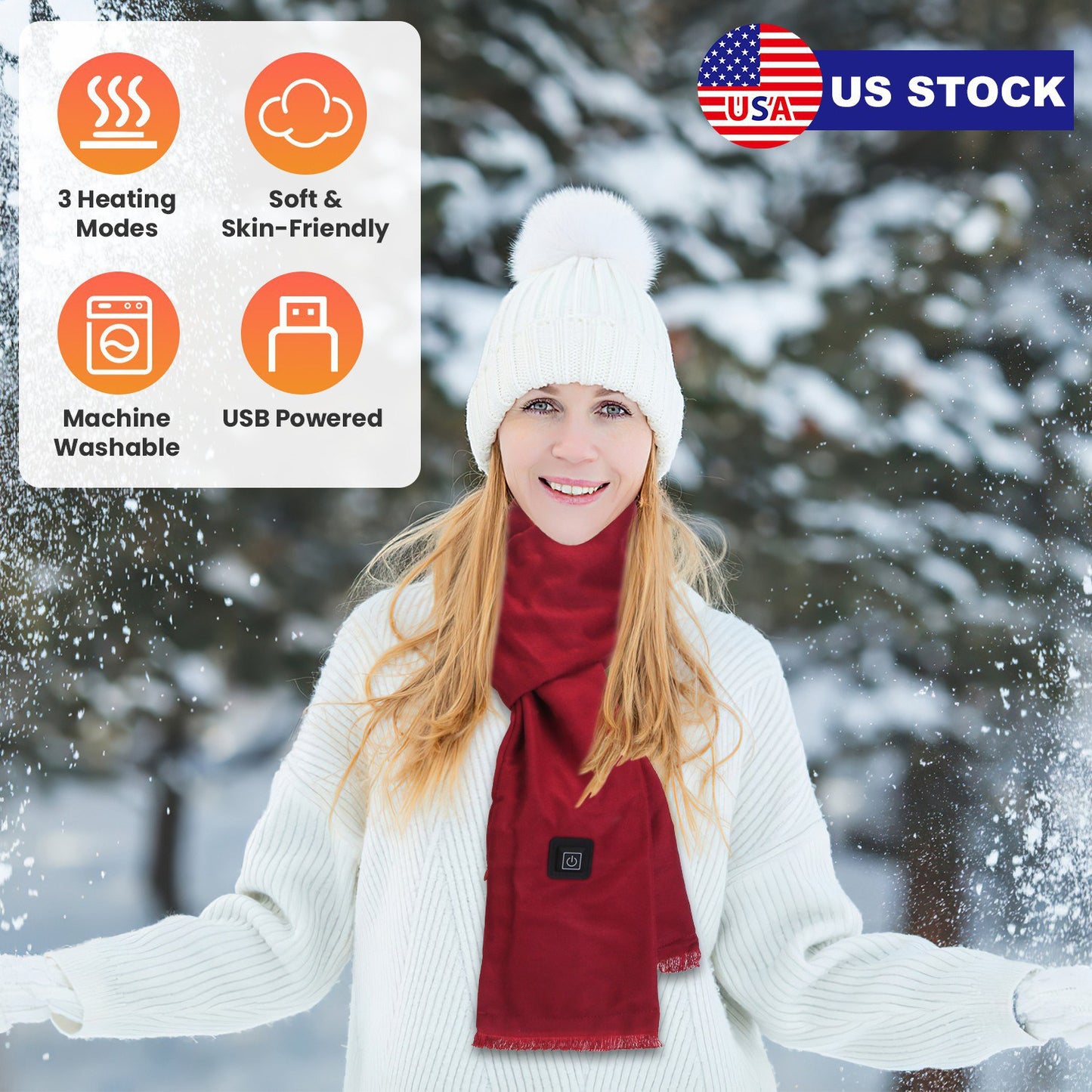 USB Heated Winter Scarf with 3 Temperature Settings