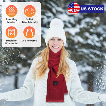 USB Heated Winter Scarf with 3 Temperature Settings