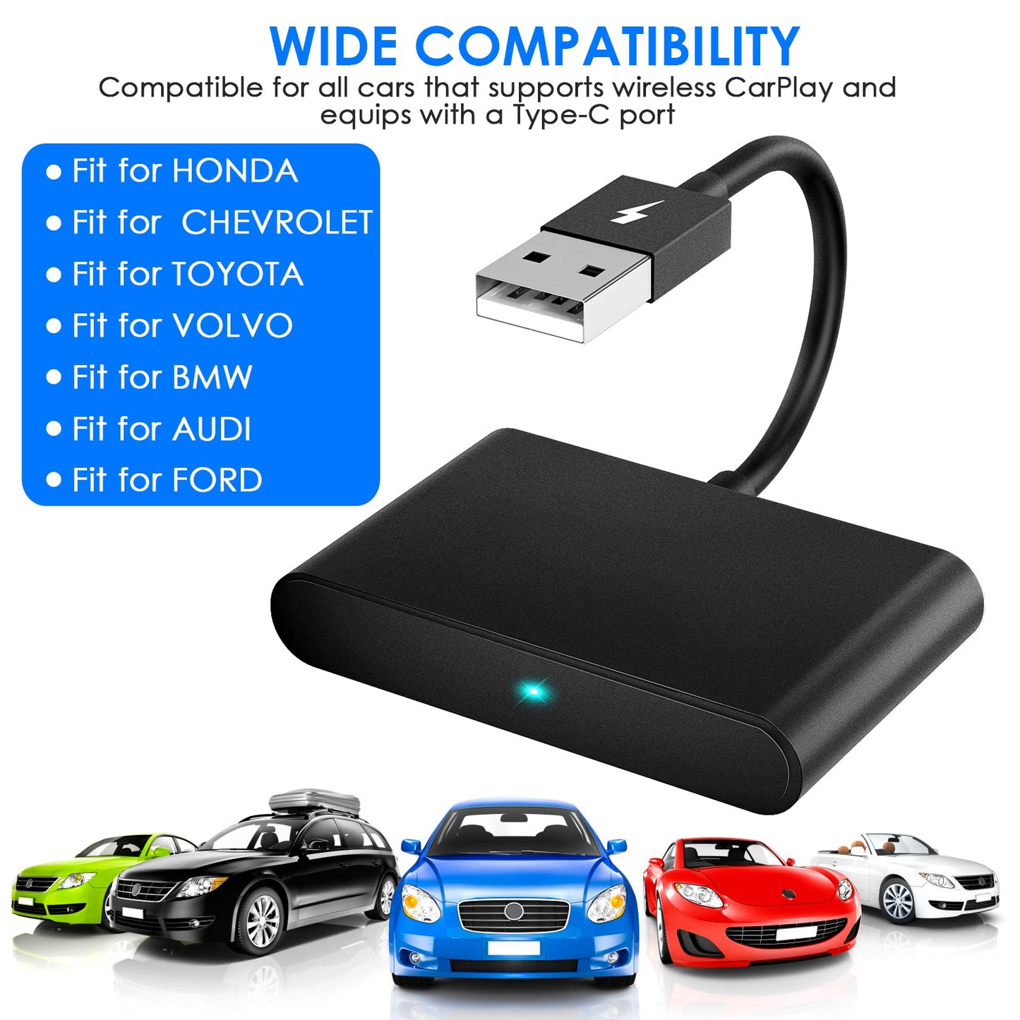 Wireless CarPlay Adapter for iPhone & Android - 5GHz WiFi