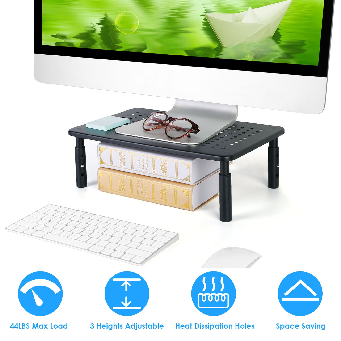 Monitor Stand Riser with 3 Adjustable Heights & Ventilation