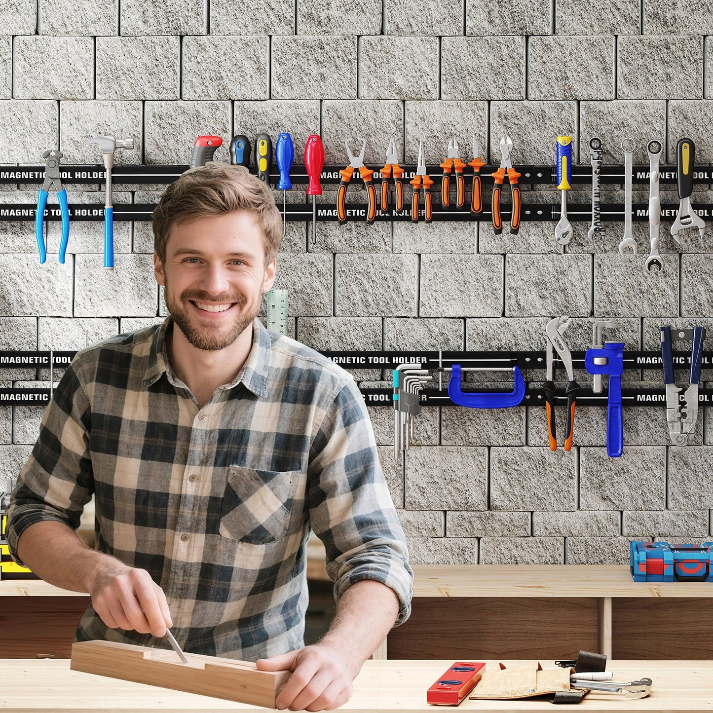 18 Inch Magnetic Tool Holder Strip with Mounting Screws