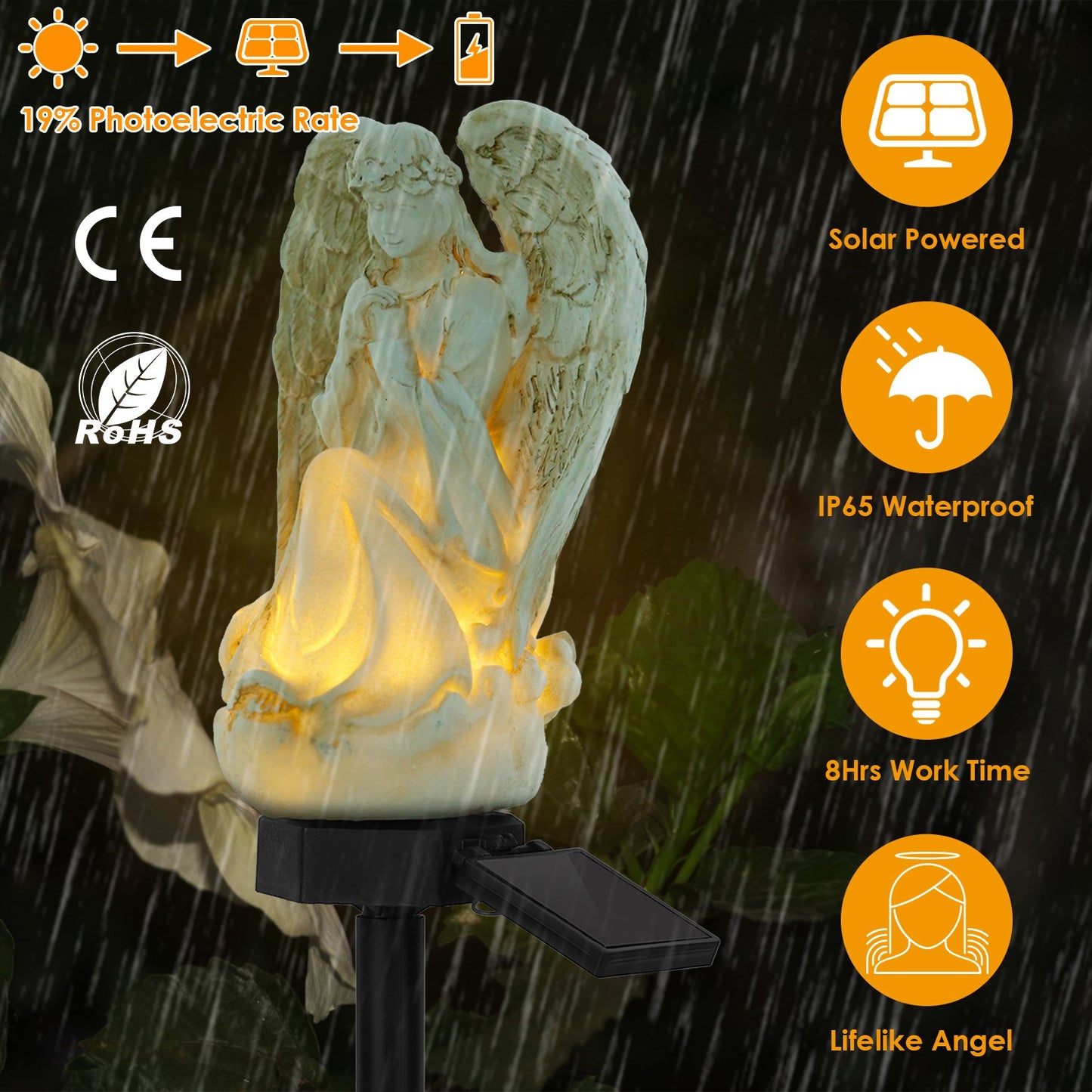 Solar Praying Angel Garden Light with LED Glow