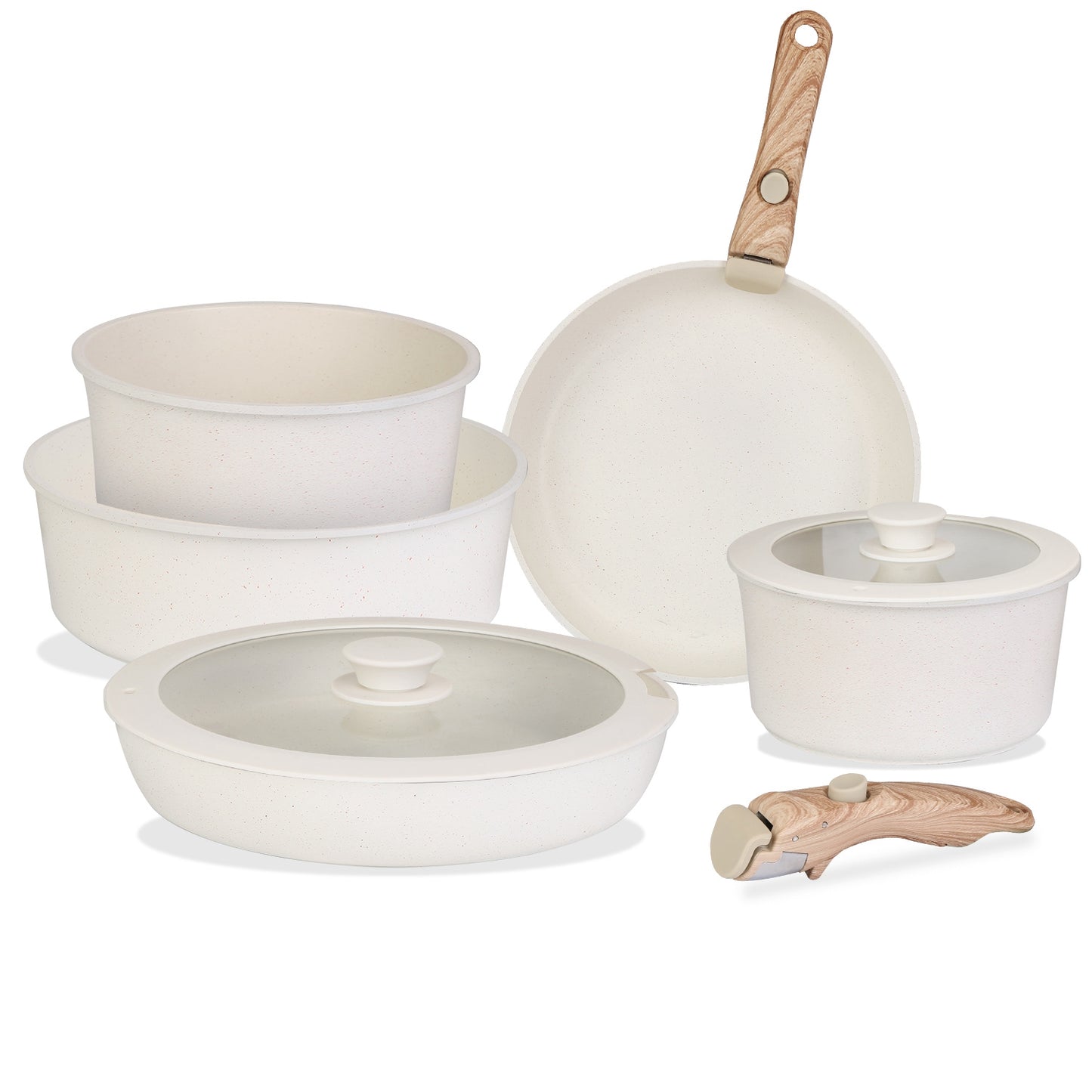 Nonstick Cookware Set 9-Piece with Detachable Handles