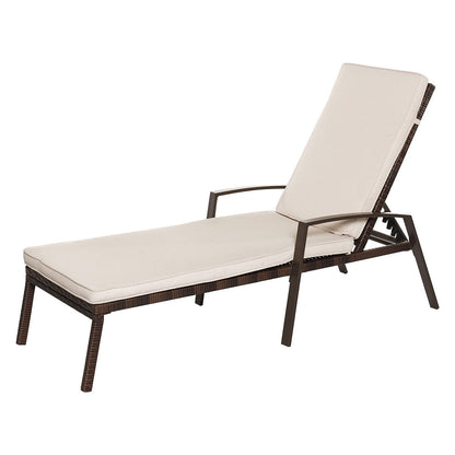 Adjustable Patio Chaise Lounge Chair Set with Cushions