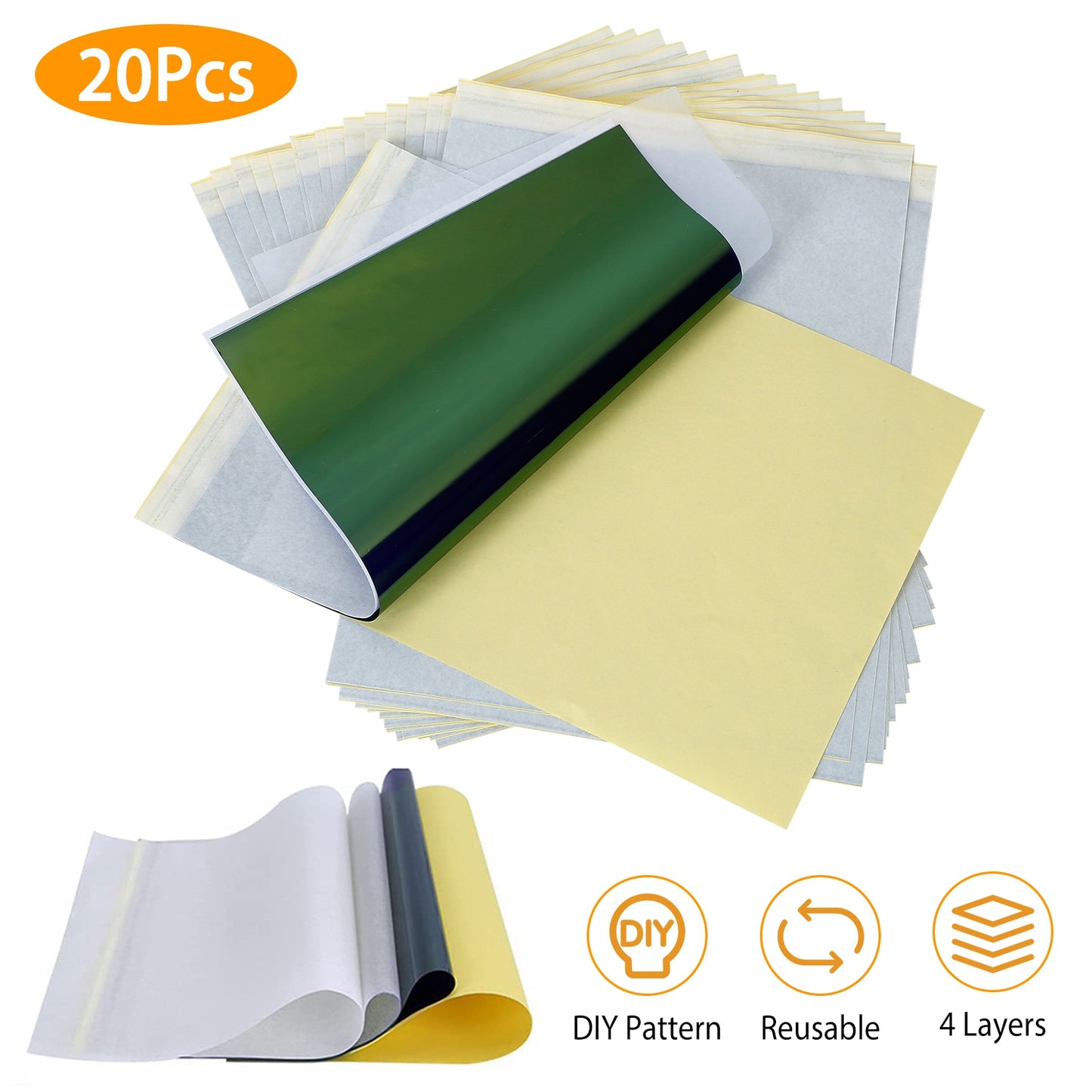 Tattoo Transfer Paper 4-Layer Stencil Sheets A4 (20-Pack)