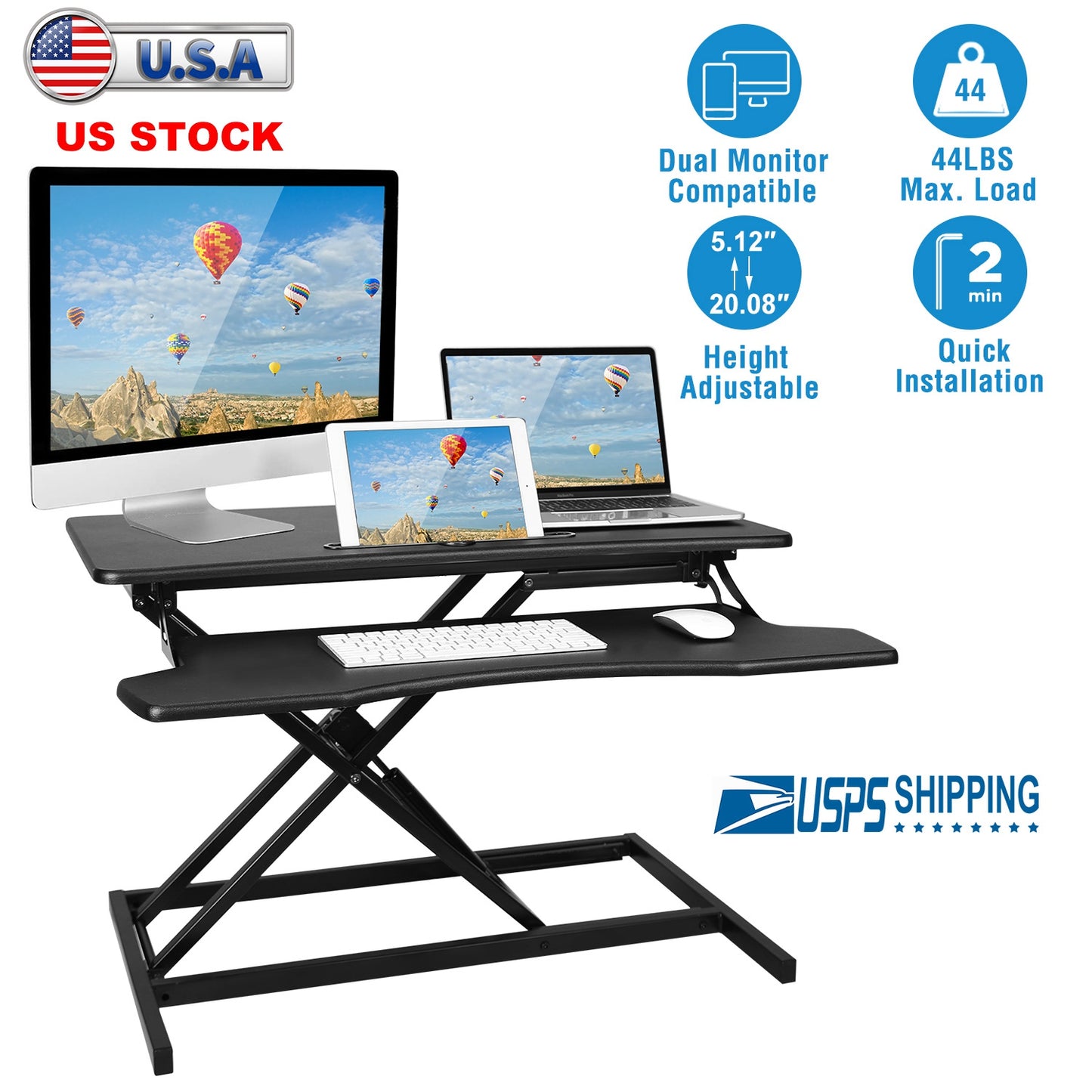 Standing Desk Converter with Dual Monitor Support