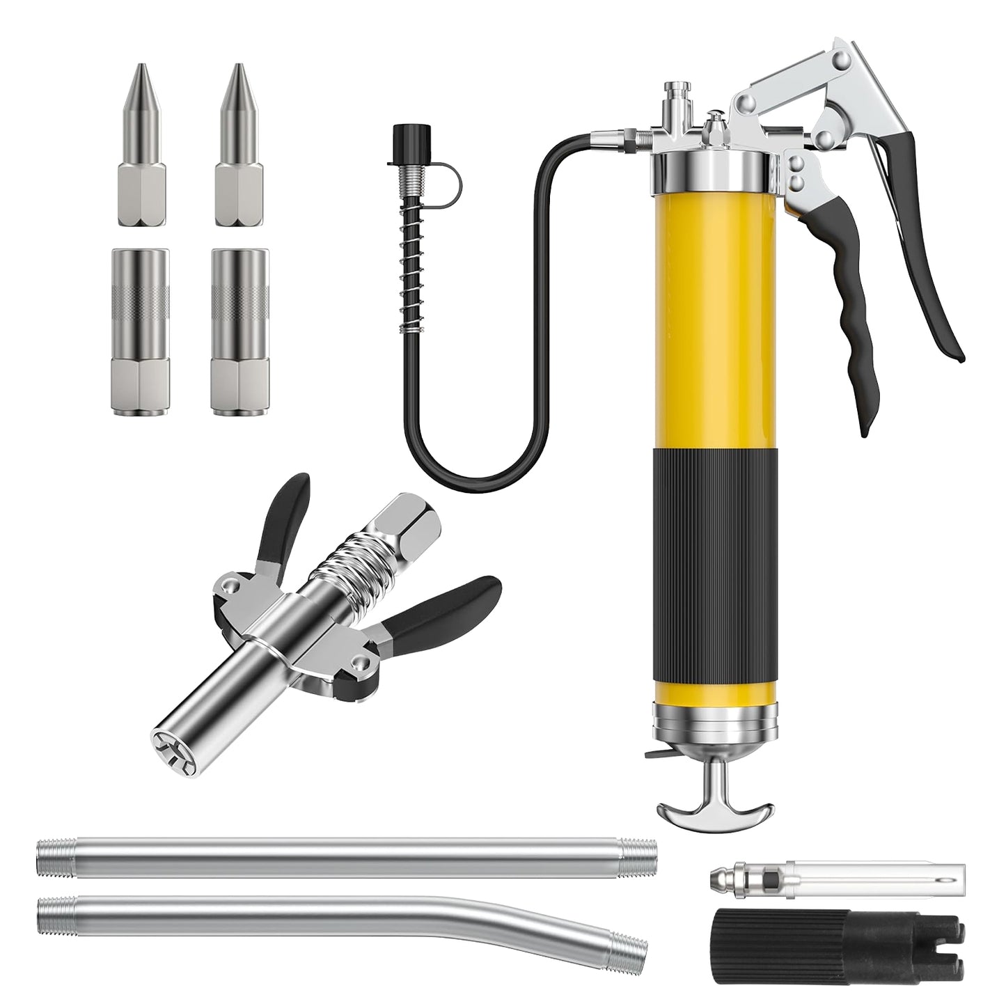 Grease Gun Kit 14 Oz 7000 PSI High Pressure with Flex Hose