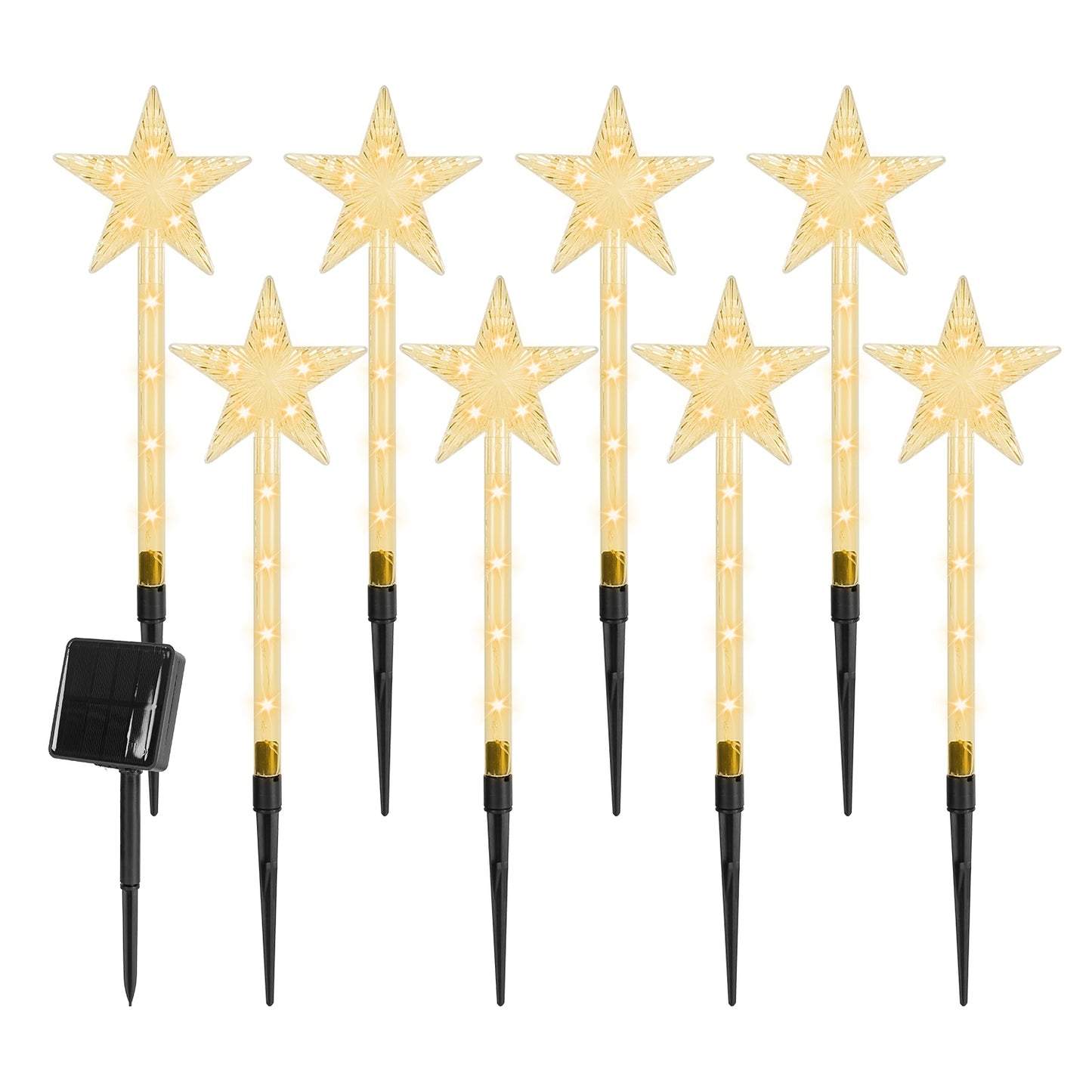 Solar Christmas Star Stake Lights 8-Pack with 8 Lighting Modes