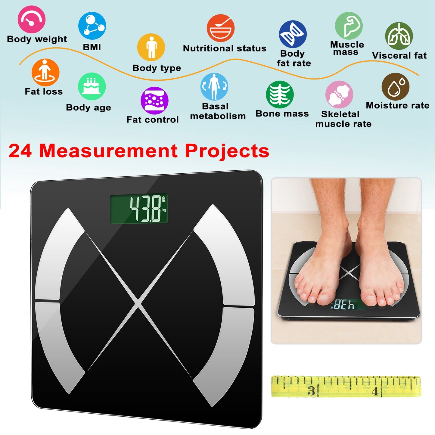 Smart Body Composition Scale with App & 24 Health Metrics