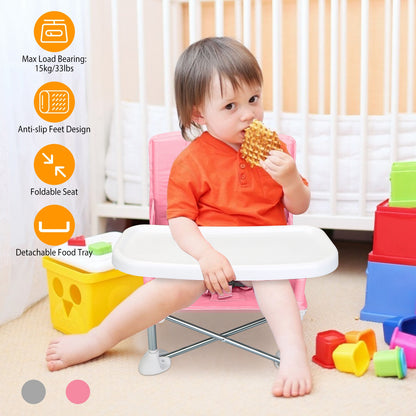 Portable Baby Booster Seat with Detachable Tray & Carry Bag