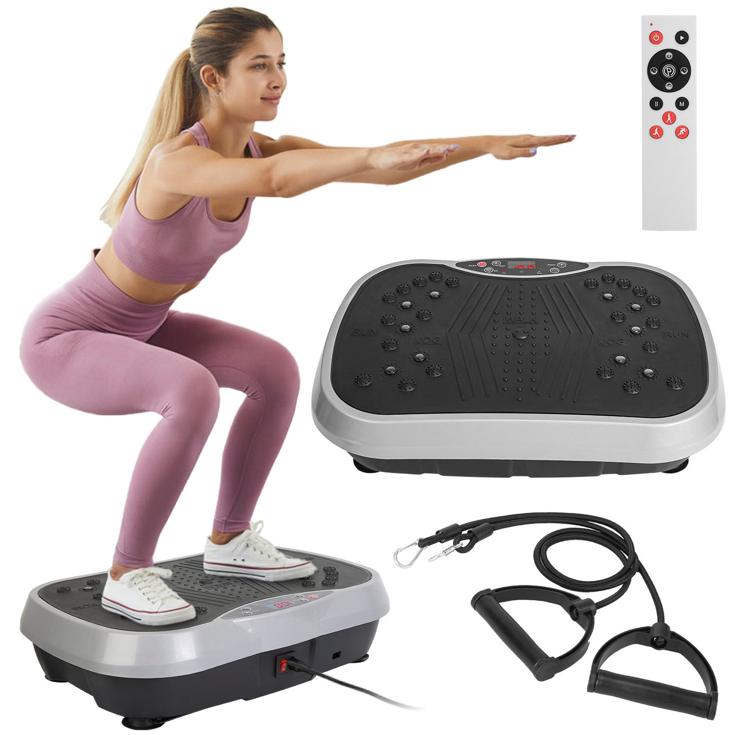 Vibration Platform Exercise Machine with Resistance Bands