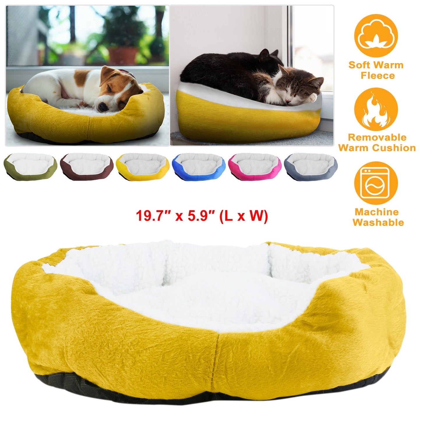 Soft Fleece Dog Bed with Reversible Cushion for Small Pets