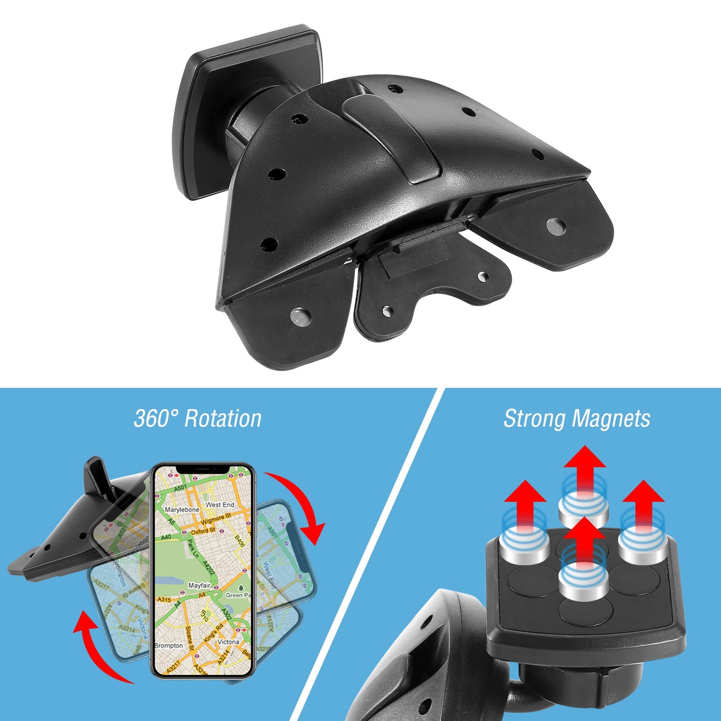 Magnetic CD Slot Car Phone Mount with 360° Rotation