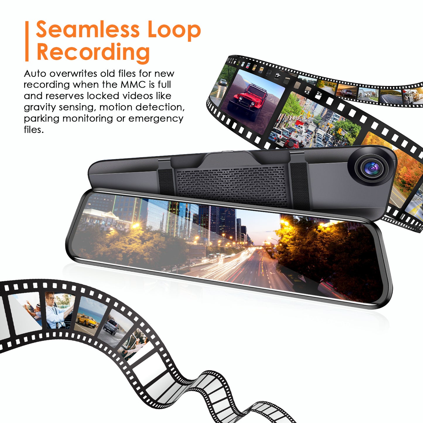 12-Inch Dual Lens Dash Cam with 4K Front & Rear Camera