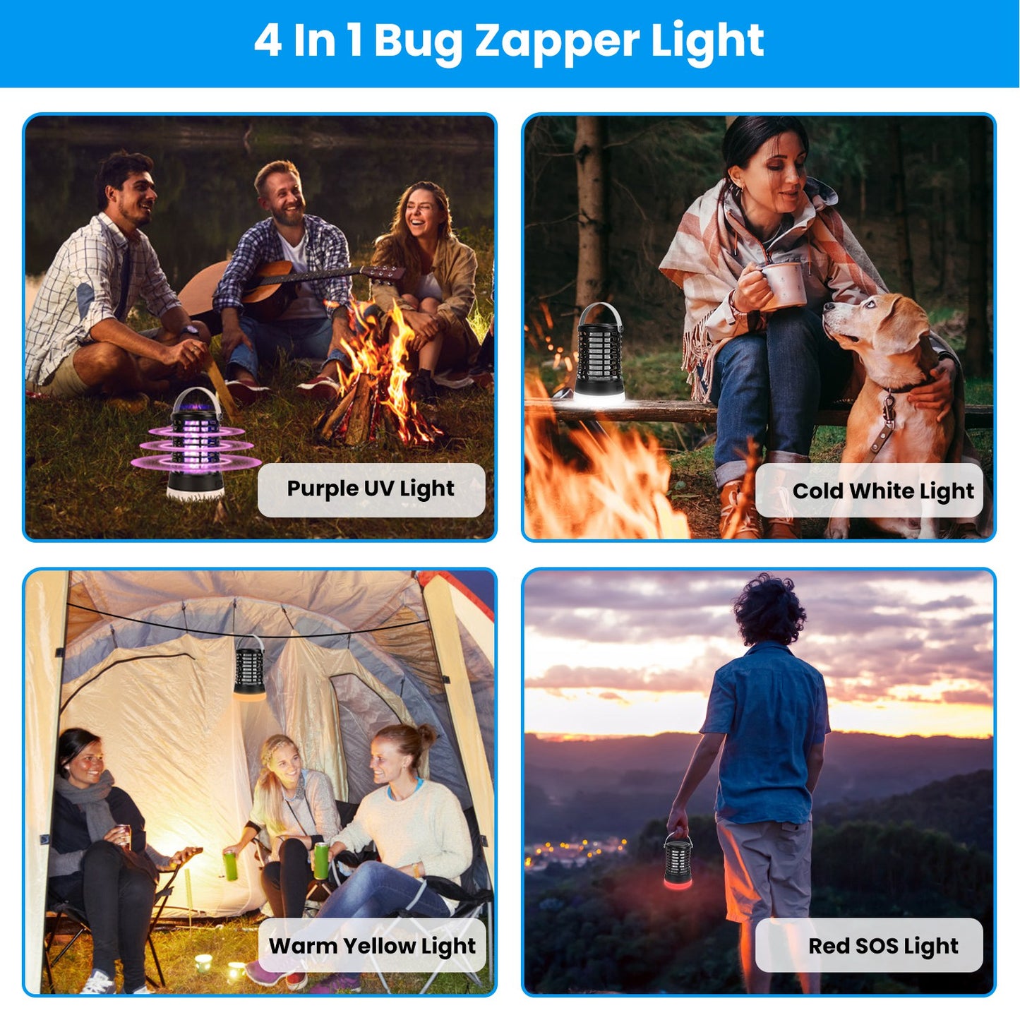 Rechargeable Bug Zapper Light with 3 Lighting Modes