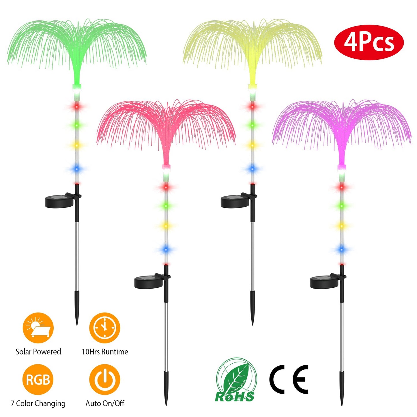 Solar Jellyfish Garden Lights 4-Pack with Color Changing LEDs