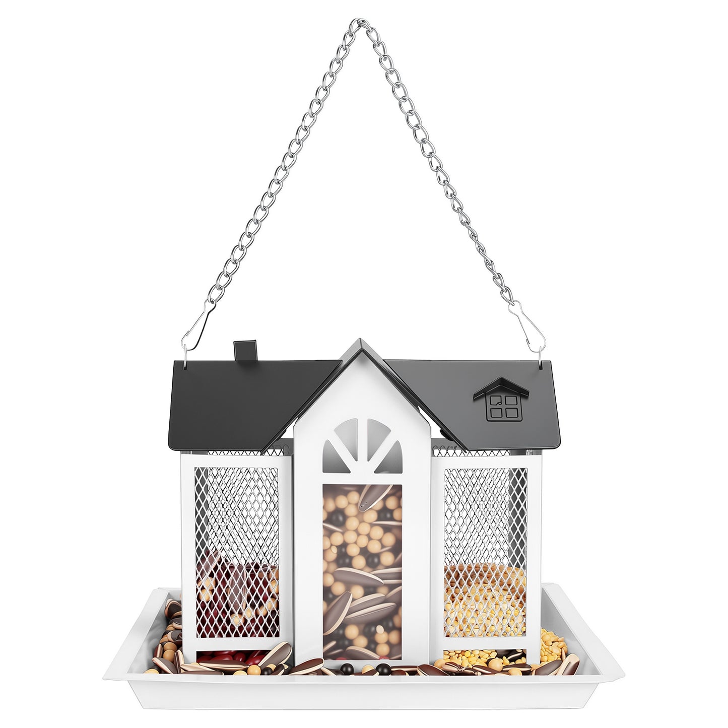Barn Bird Feeder with Transparent Window & Lift Top Lid