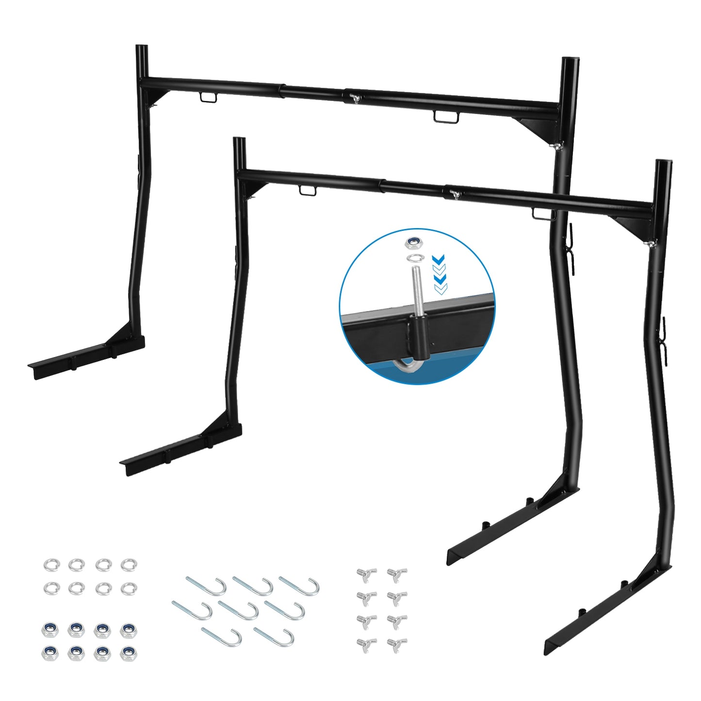 Extendable Truck Ladder Rack 800lbs Capacity No-Drill Install