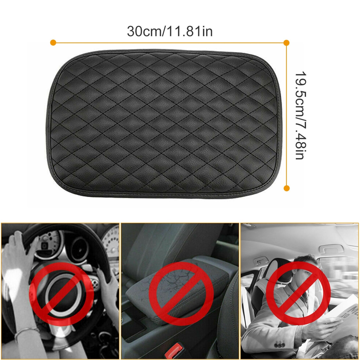 Car Armrest Pad Cover - PU Leather Console Cushion Protector